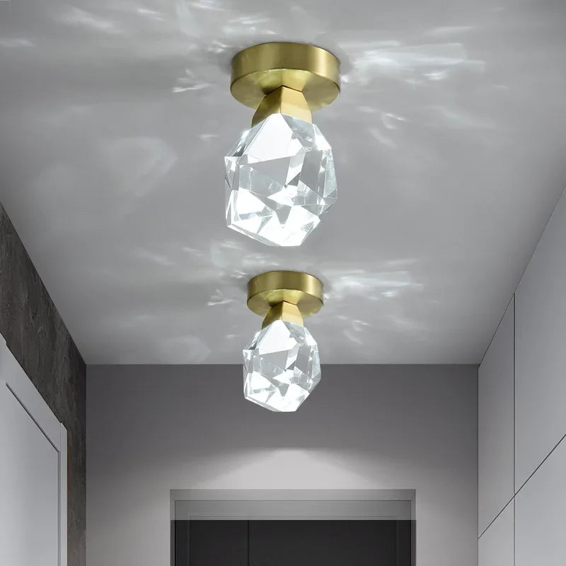 Gold Ceiling Light Fixtures With Crystal