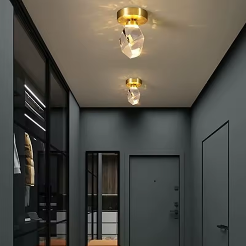 Gold Ceiling Light With Crystal