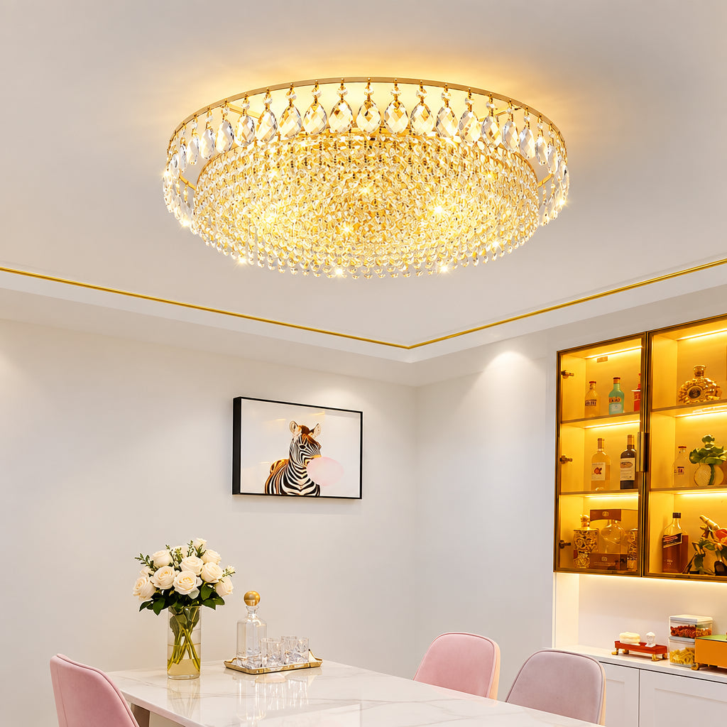 Gold Crystal Ceiling Light Fixtures