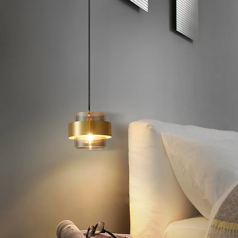 Gold Cylindrical Pendant Light
