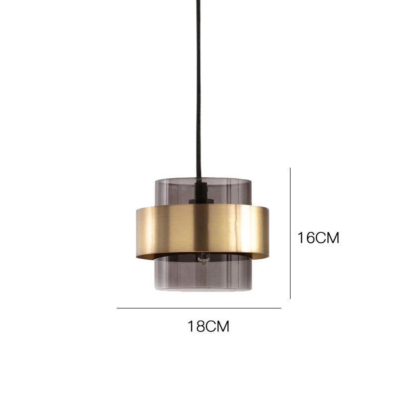 Gold Cylindrical Pendant Light Grey