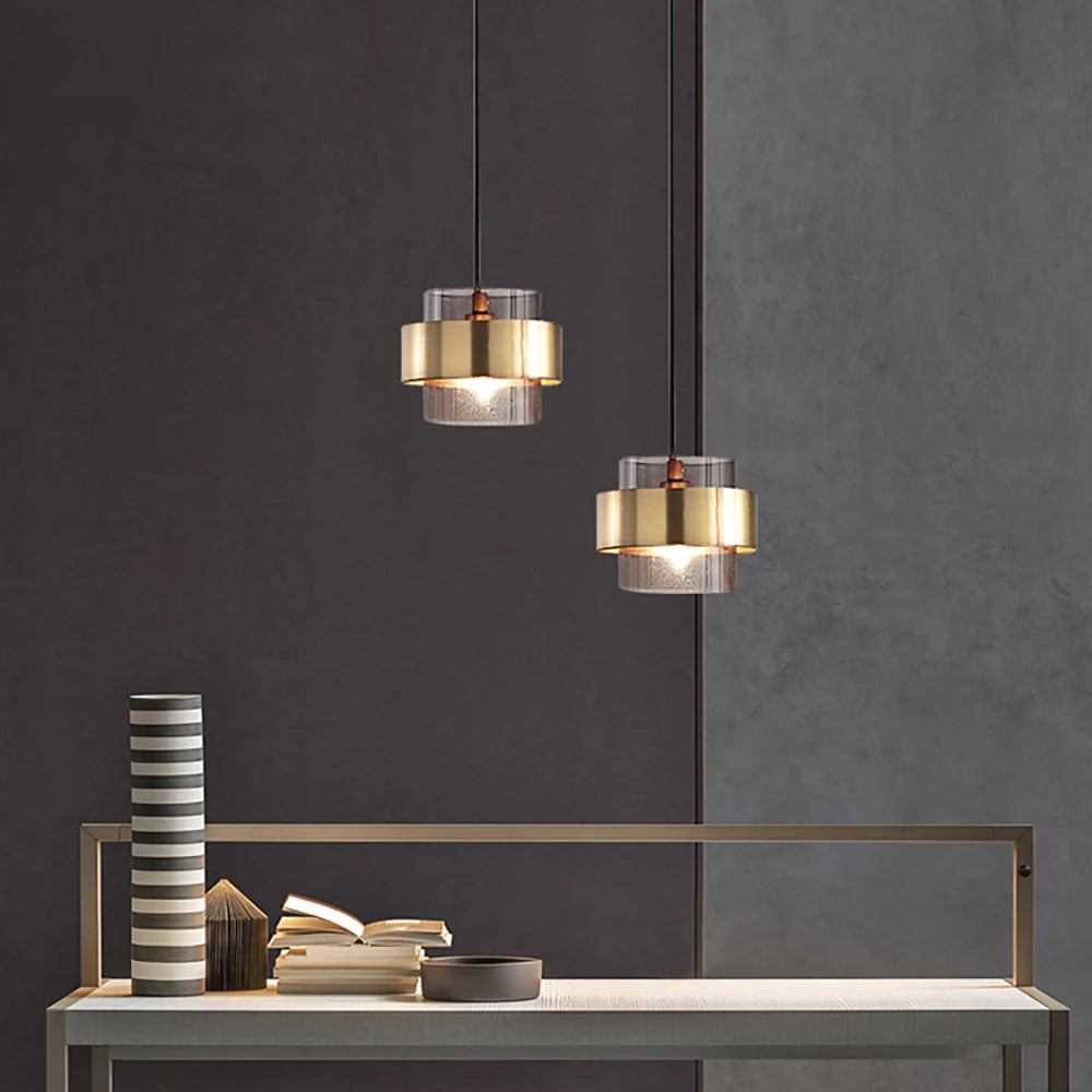 Gold Cylindrical Pendant Lights