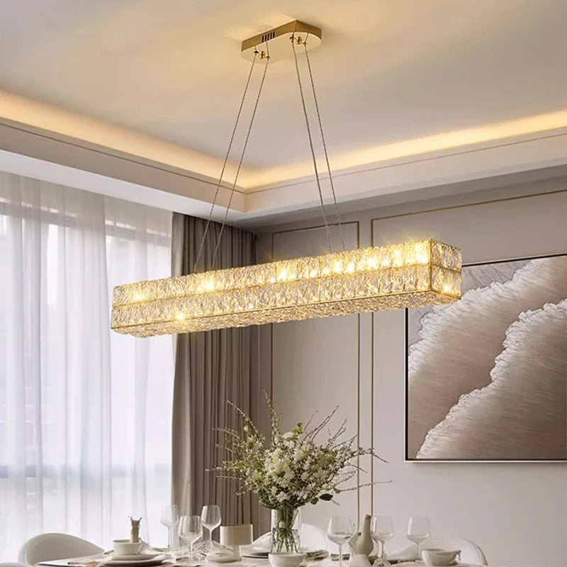 Gold Hanging Pendant Light With Crystal