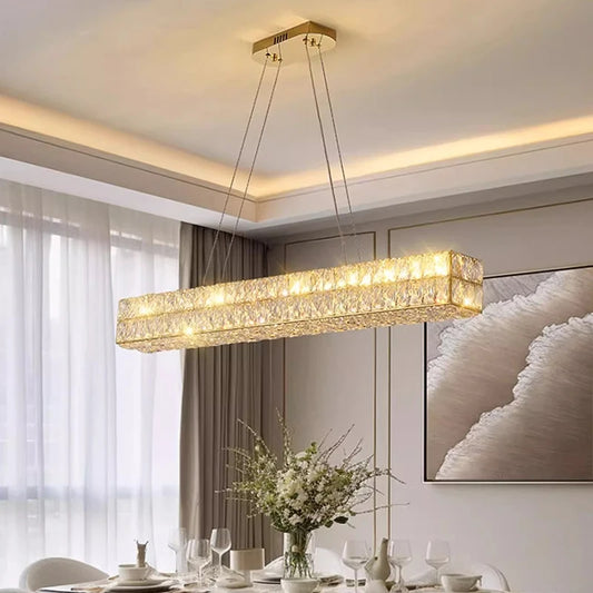 Gold Hanging Pendant Light With Crystal
