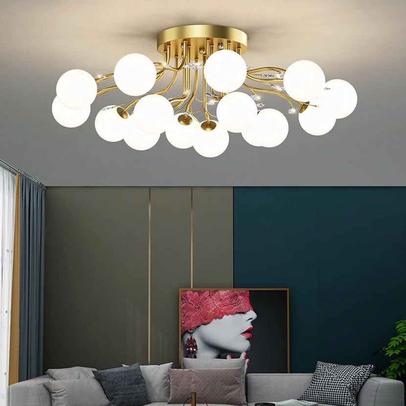 Gold Luxury Glass Ball LED Chandelier