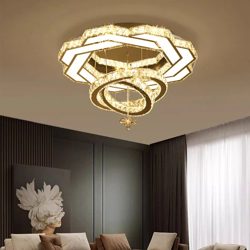Gold Luxury Modern Crystal Ceiling Chandelier