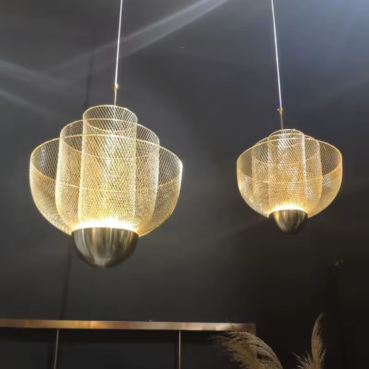 Gold Meshmatics Steel Mesh Ceiling Light Chandelier