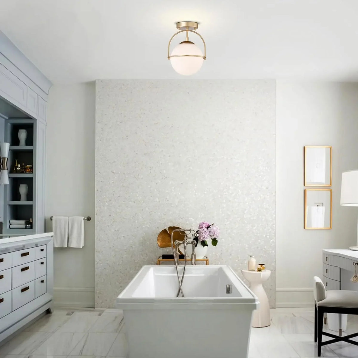 Gold Milky Glass Ball Ceiling Lights