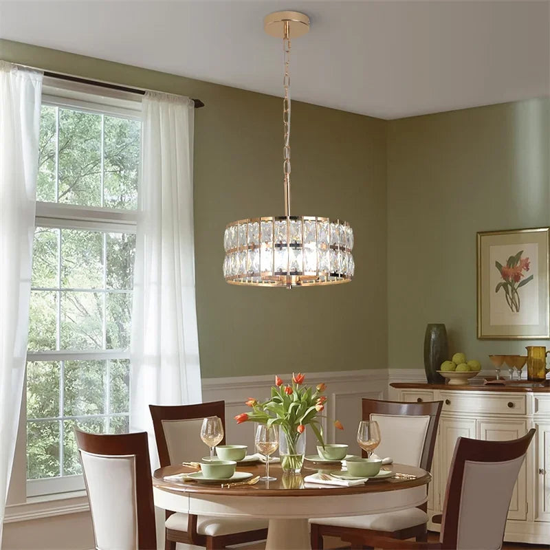 Gold Modern K9 Crystal Pendant Chandelier