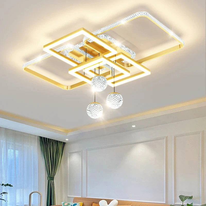 Gold Modern Minimalist LED Ceiling Lights for Living Room Bedroom