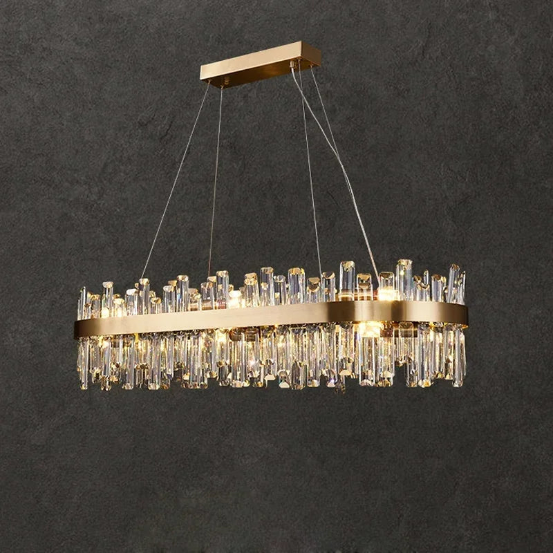 Modern Oval Crystal Chandelier Gold