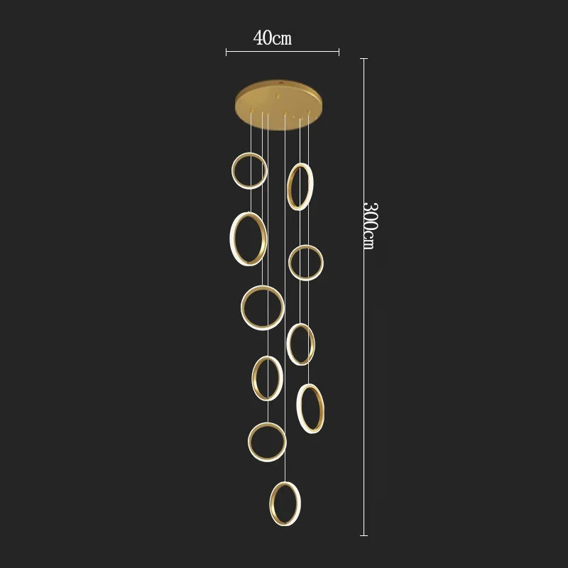 Gold Nordic Circle Chandelier for staircases