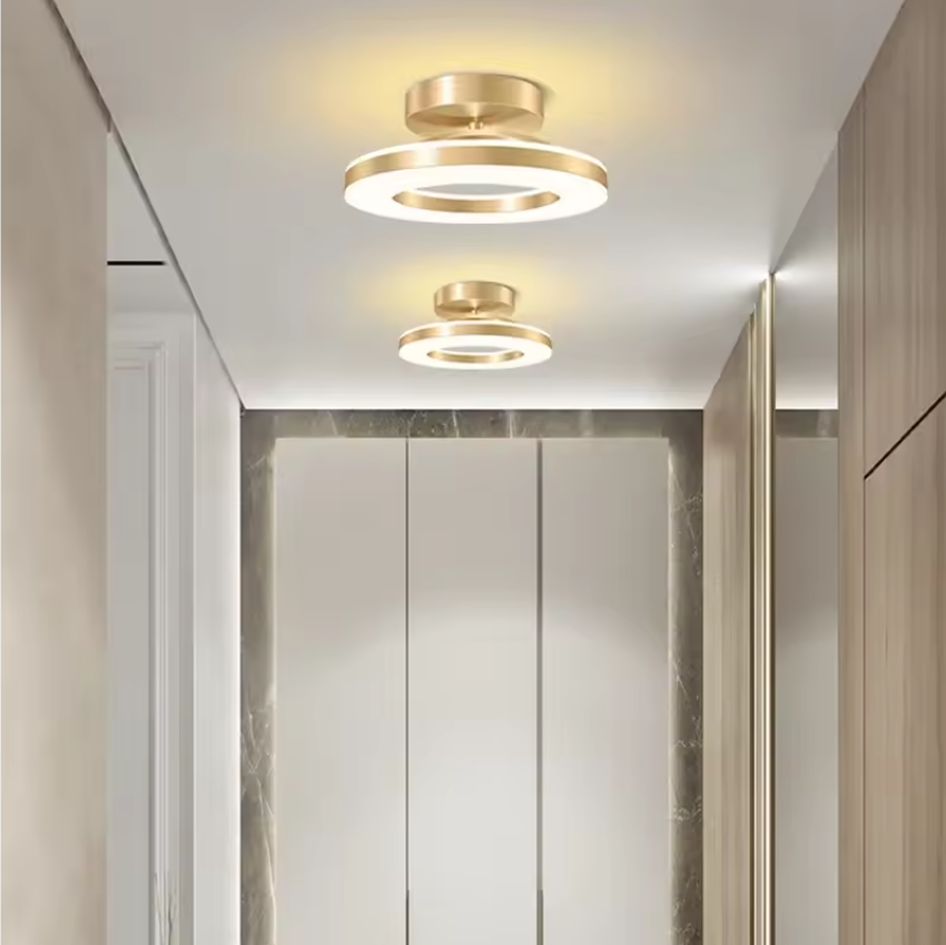 Round Aluminum Ceiling Light For Bedroom Dining Table Living Room Hallway Gold