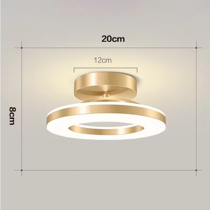 Gold Round Aluminum Ceiling Light For Bedroom Dining Table Living Room Hallway