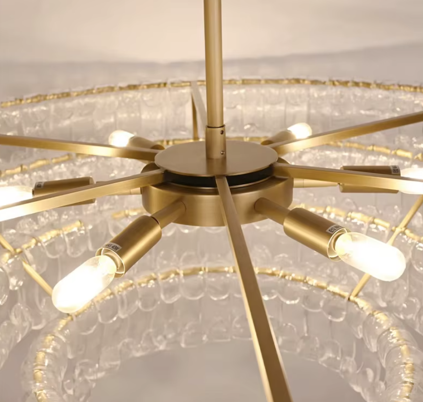 Gold Vintage Glass Chandelier