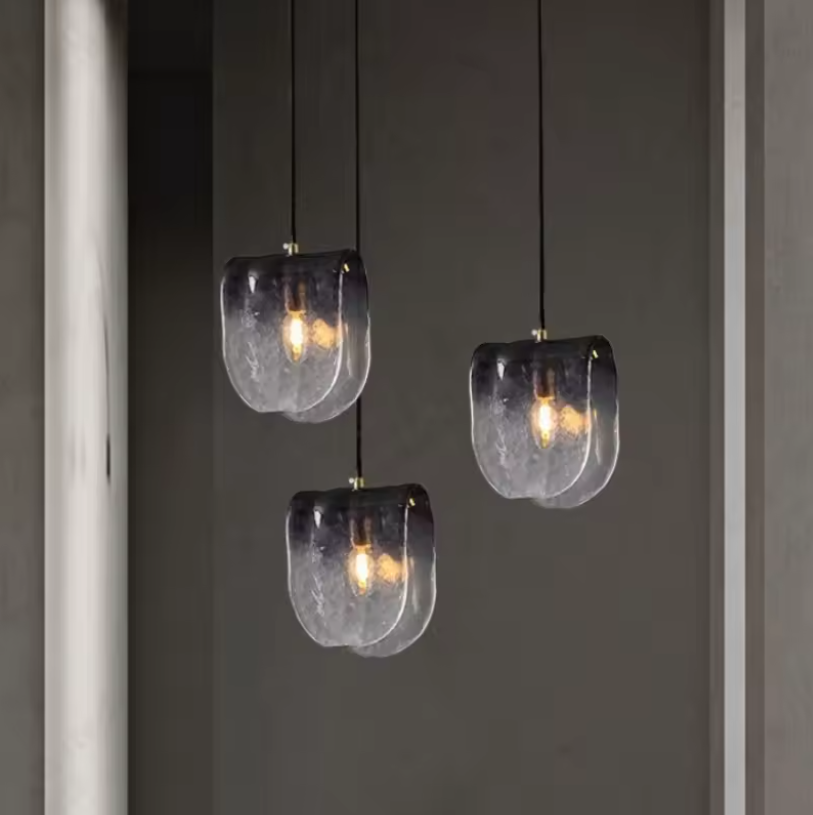 Gradient Gray Glass Hanging Ceiling Lamps