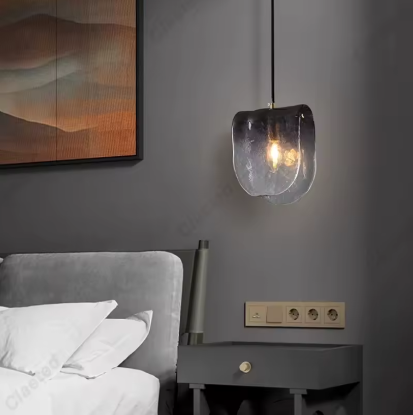 Gradient Gray Glass Hanging Ceiling Lights For Bedroom