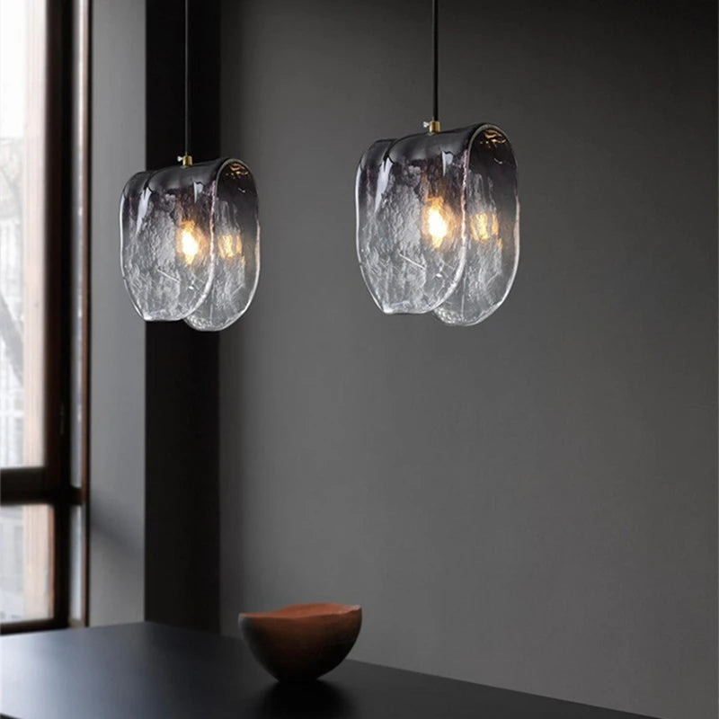 Gradient Gray Glass Hanging Ceiling Lights For Dining Room Table
