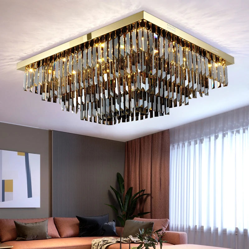 Grey Crystal Ceiling Light Fixture