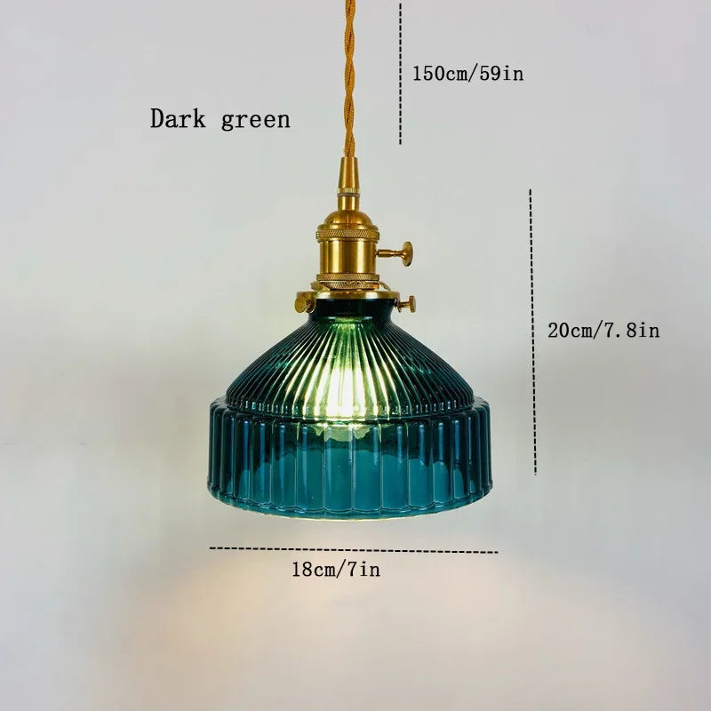 Green Retro Glass Pendant Lights