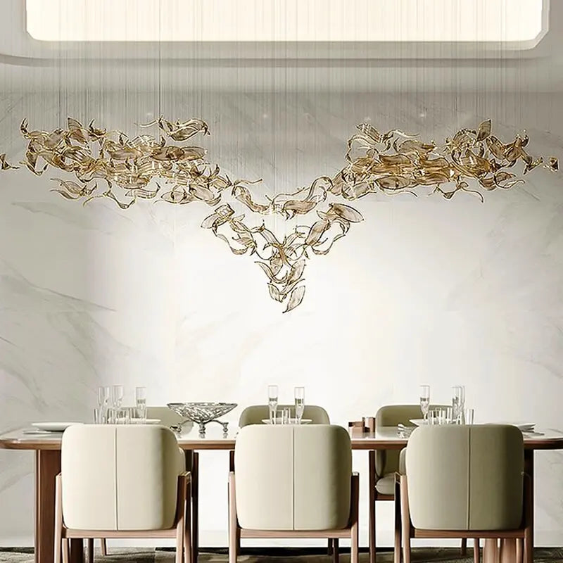 Hand blown Glass Leaf Chandelier