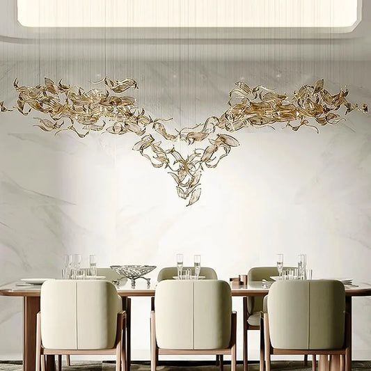 Hand blown Glass Leaf Chandelier