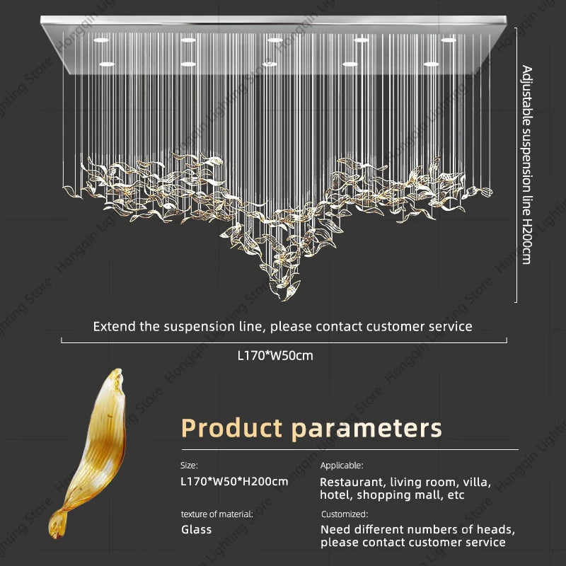 Hand blown Glass Leaf Chandeliers