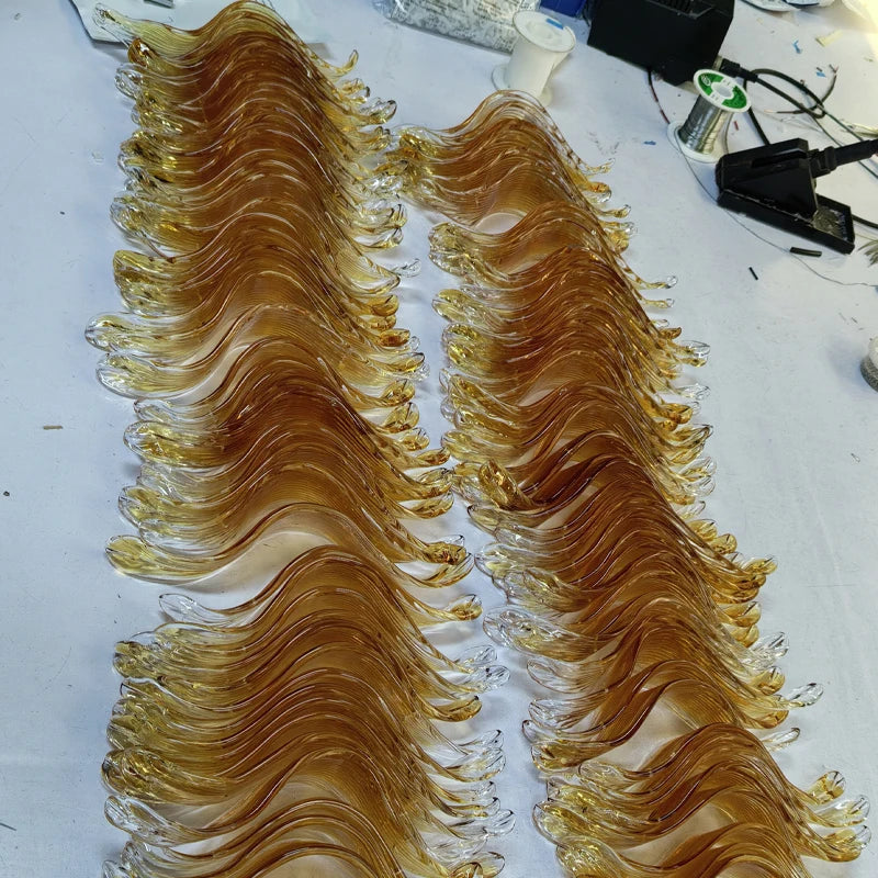 Elegant Glass Leaf LED Pendant Chandelier for Restaurants & Homes