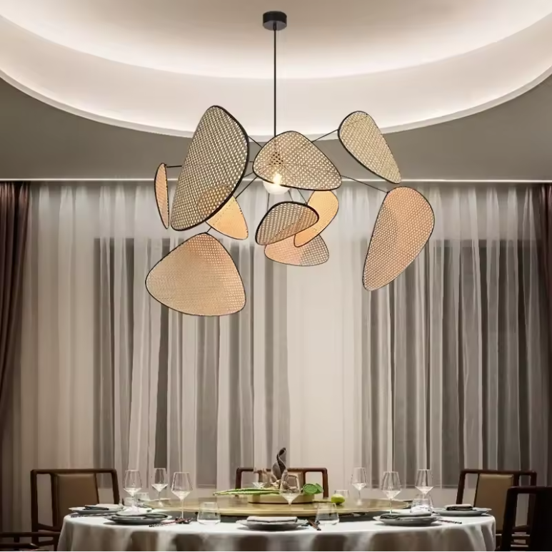 Handmade Rattan Leaf Ceiling Light Dining Room