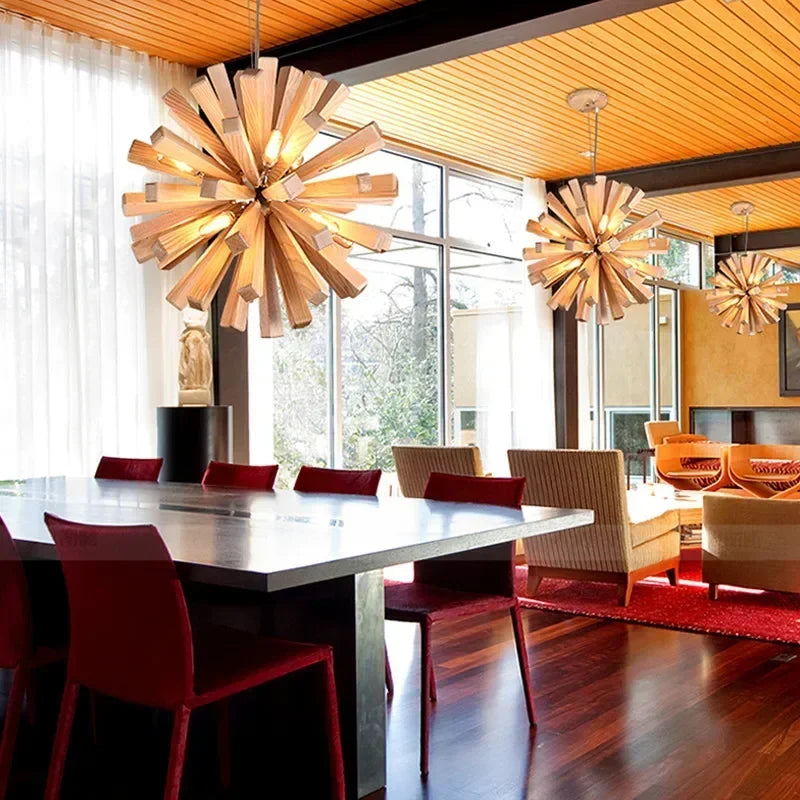 Handmade Wabi Sabi Wooden Ceiling Light