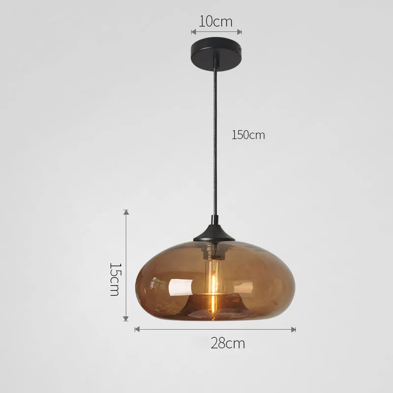 Hanging Pendant Light With Brown Glass Lampshade