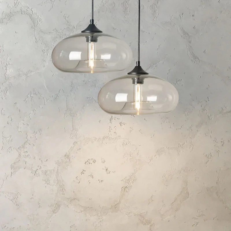 Hanging Pendant Light With Clear Glass Lampshade