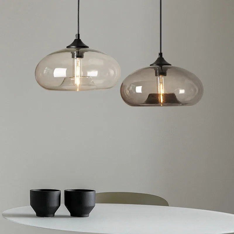 Hanging Pendant Light With Glass Lampshade Dining Room Kitchen