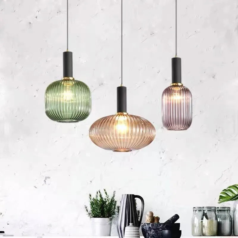 Retro Restaurant Colorful Glass Pendant Lights