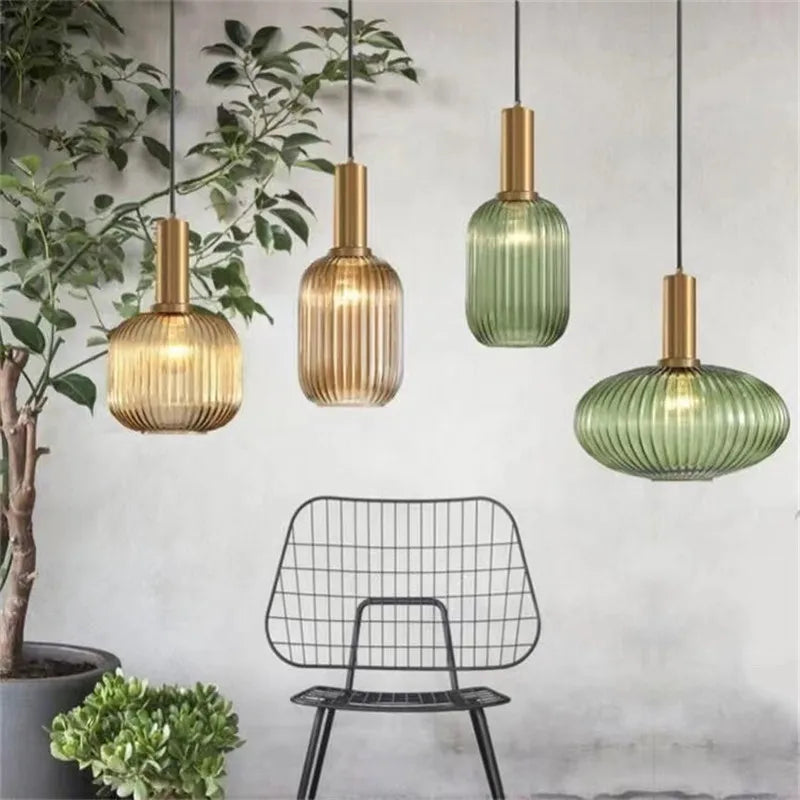 Retro Restaurant Colorful Glass Pendant Lights