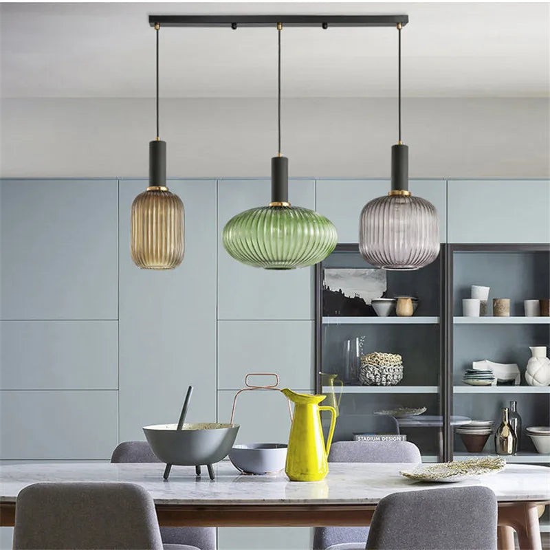 Retro Restaurant Colorful Glass Pendant Lights