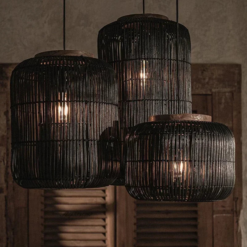 Black Japanese Style Hanging Pendant Lamp