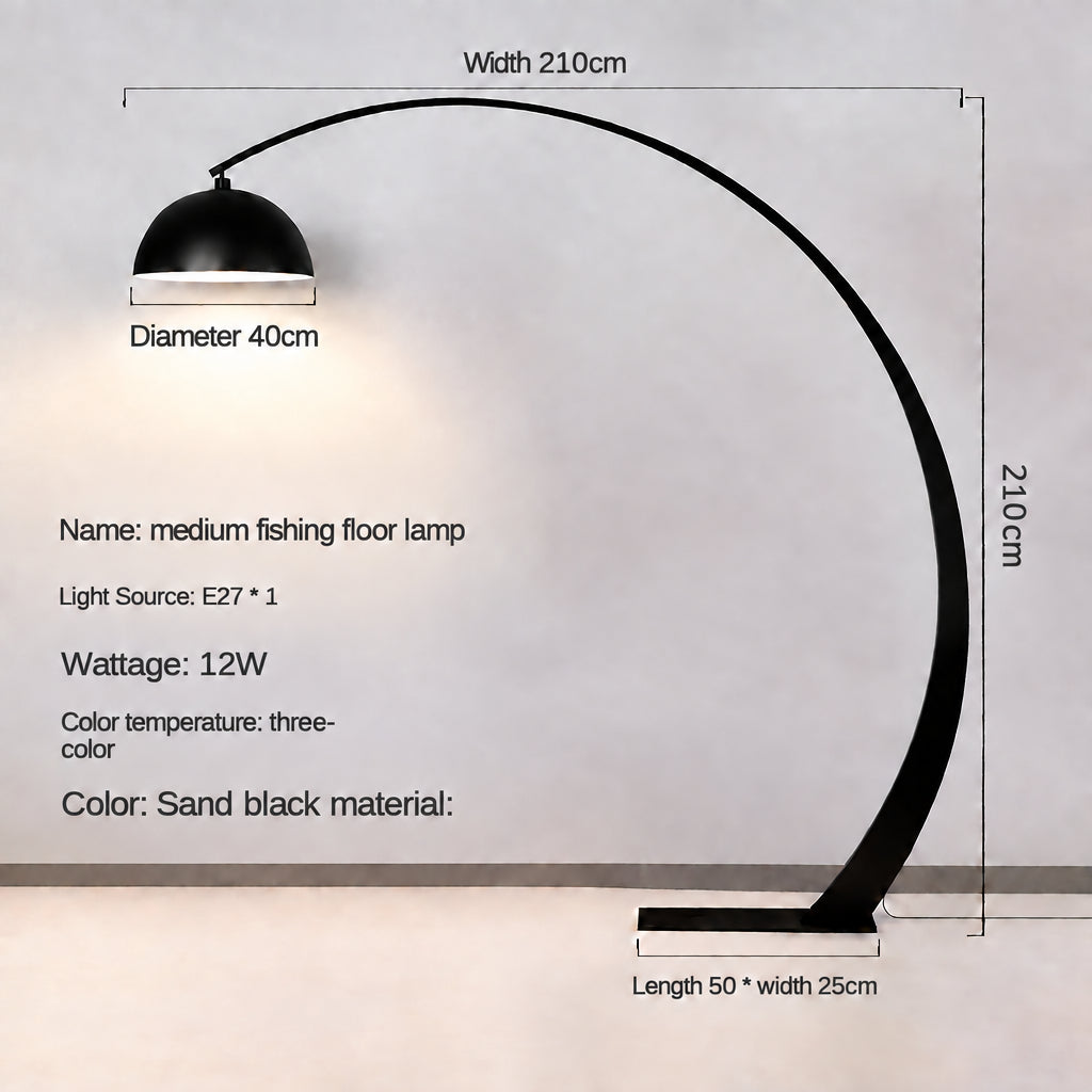 Large Arched Floor Lamp Black