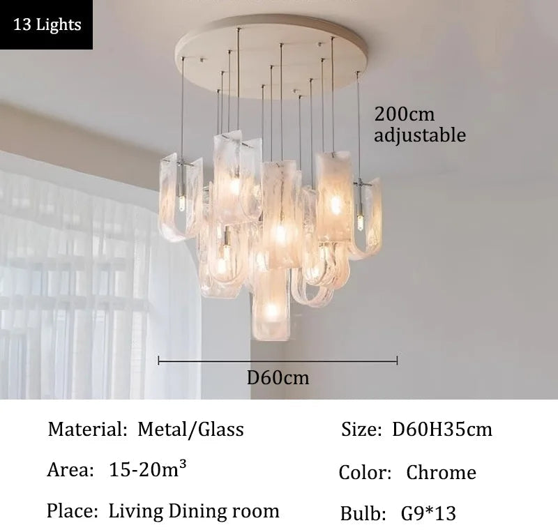 Large Glass Ribbon Chandelier