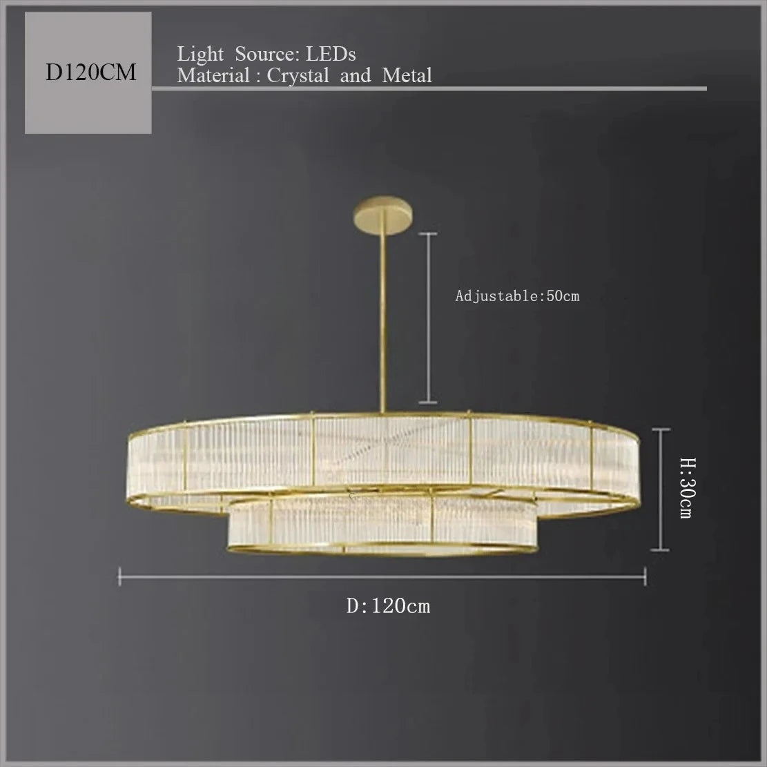 Large Modern Round Crystal Chandelier Living Room Dining Room