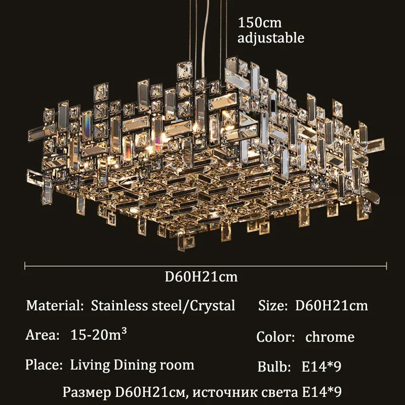 Large Modern Square Crystal Chandeliers