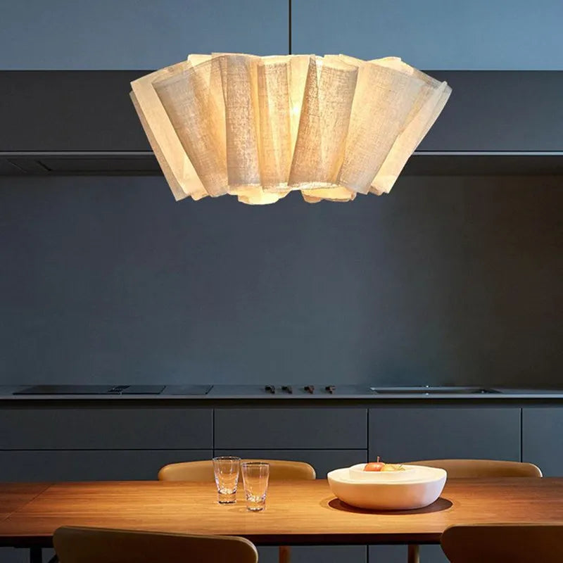 Linen Pleated Pendant Light