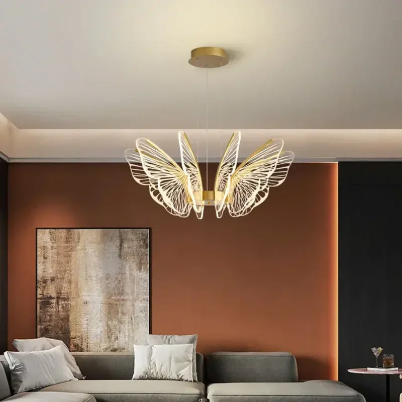 Minimalist Acrylic Butterfly Ceiling light with Adjustable Height for Living Room