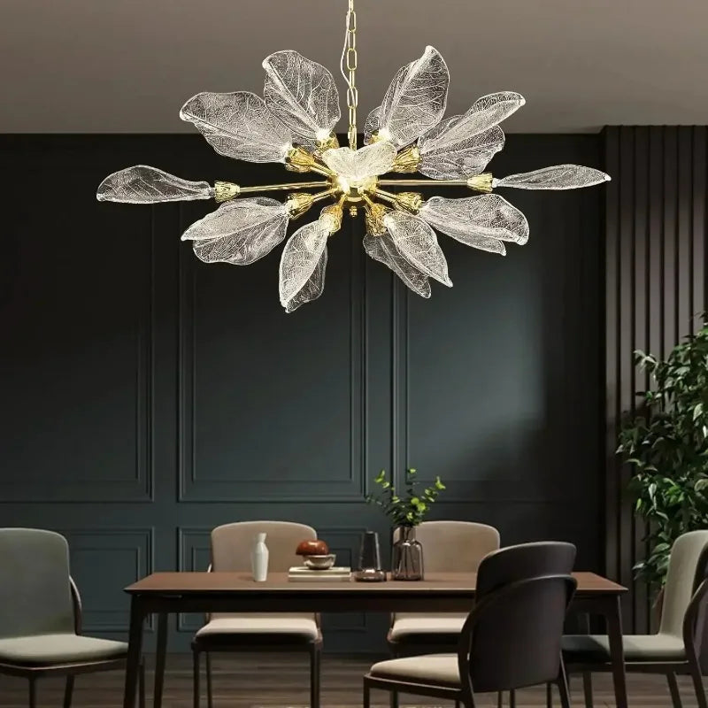 Living Room Glass Leaf Chandelier