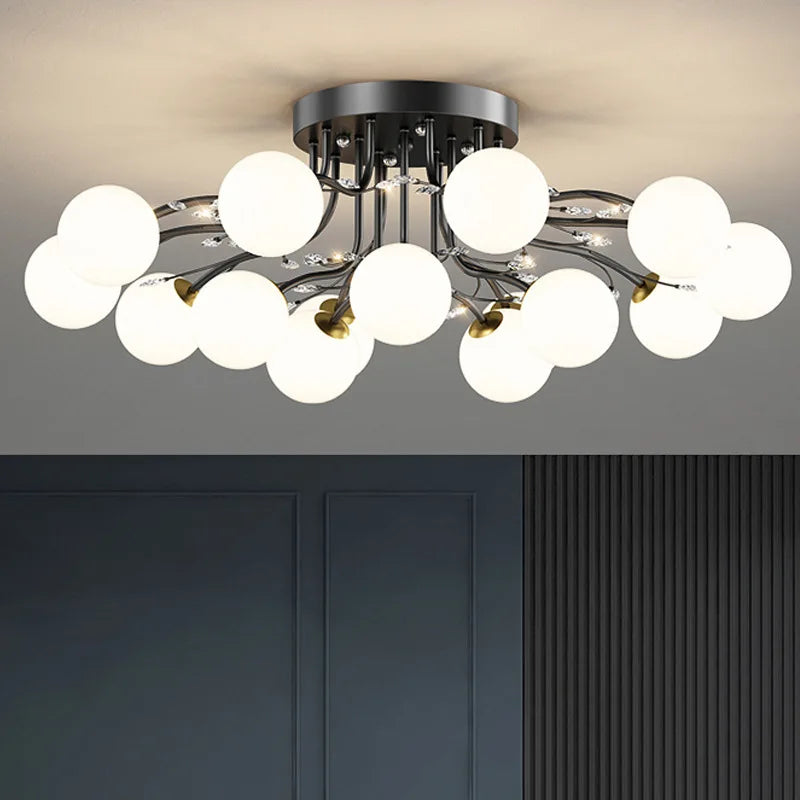 Black Luxury Glass Ball LED Chandelier