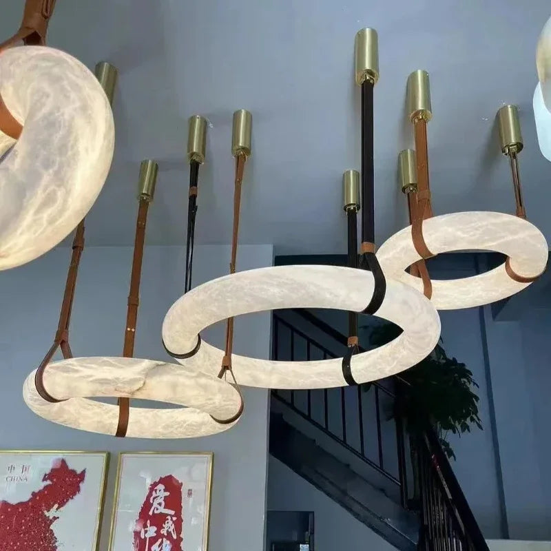 Marble Modern Minimalist Leather Ceiling Light