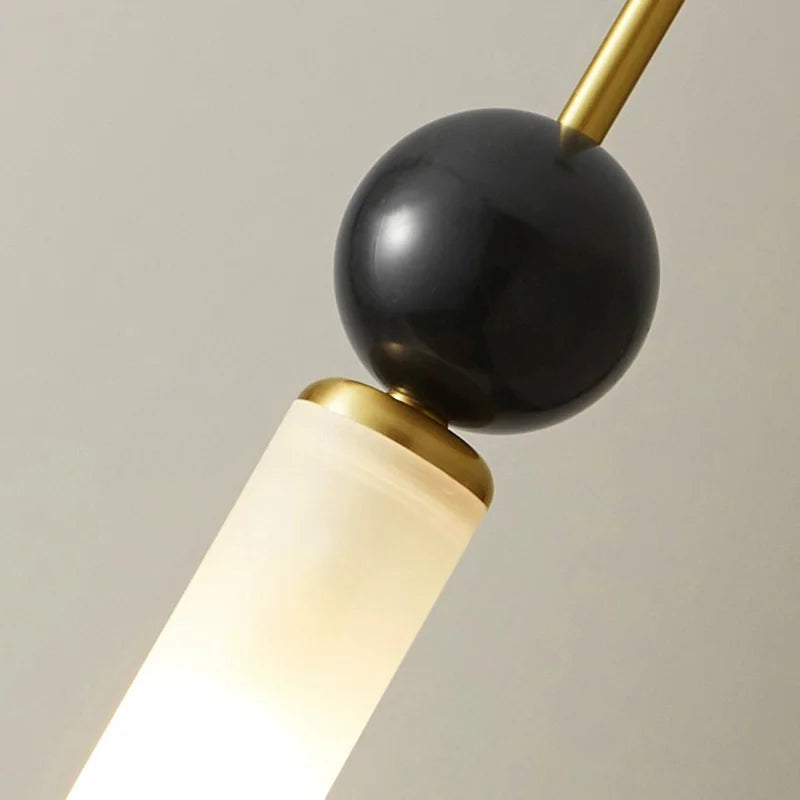 Natural Light Marble Pendant Lamp with Polished Copper Finish