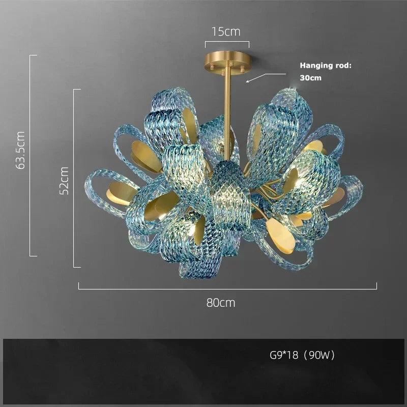 Medium Blue Glass Ceiling Light Fixture