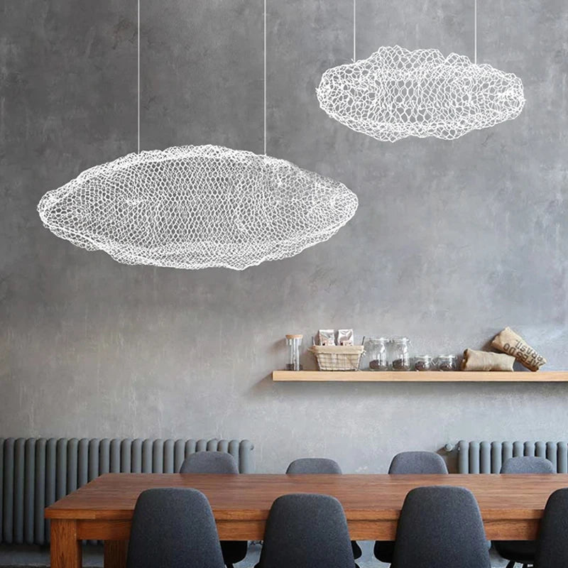 Metal Mesh Cloud Ceiling Light Dining Room