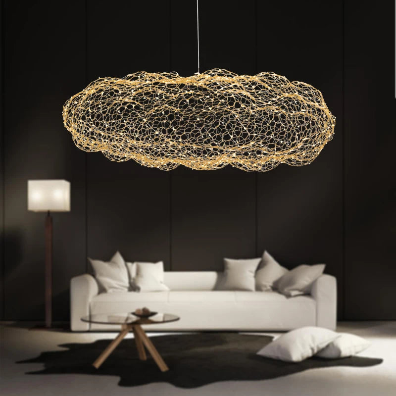 Metal Mesh Cloud Ceiling Light Living Room
